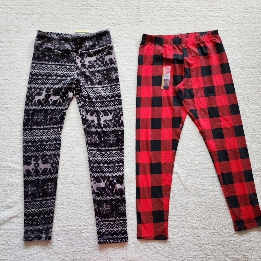 New women's Christmas leggings bundle of 2 size L
